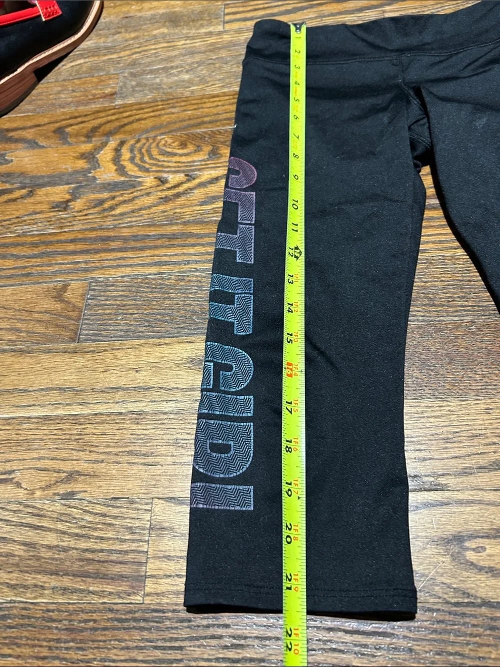 Kids Black Athletic Capri Leggings with Side Lettering